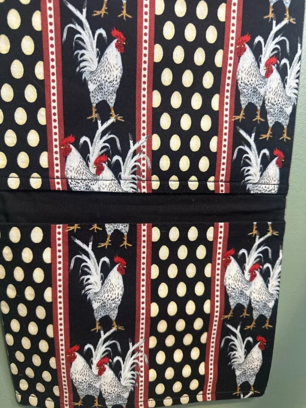 Handmade Rooster Wall Pocket Organizer Farmhouse Chicken Fabric Hanging Storage